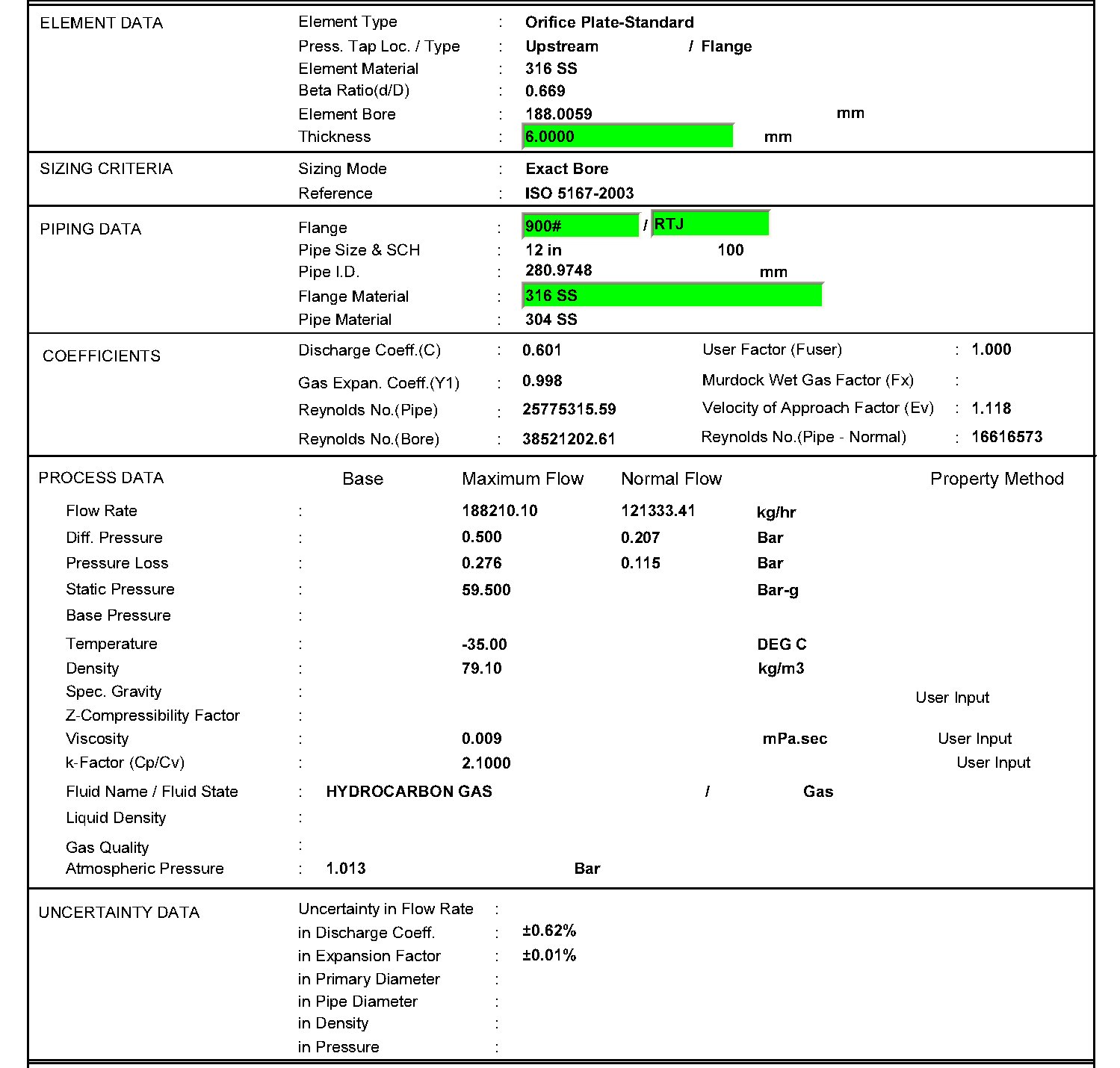 Orifice Plate Calculation Sheet