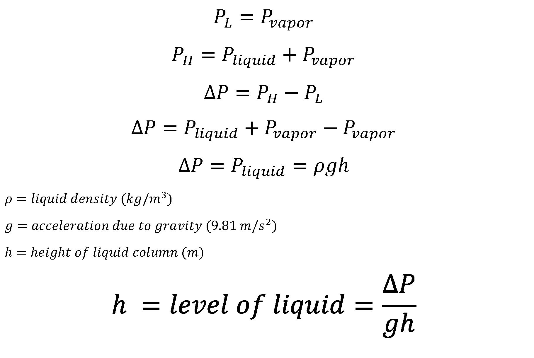 DP Level Transmitter Calculation